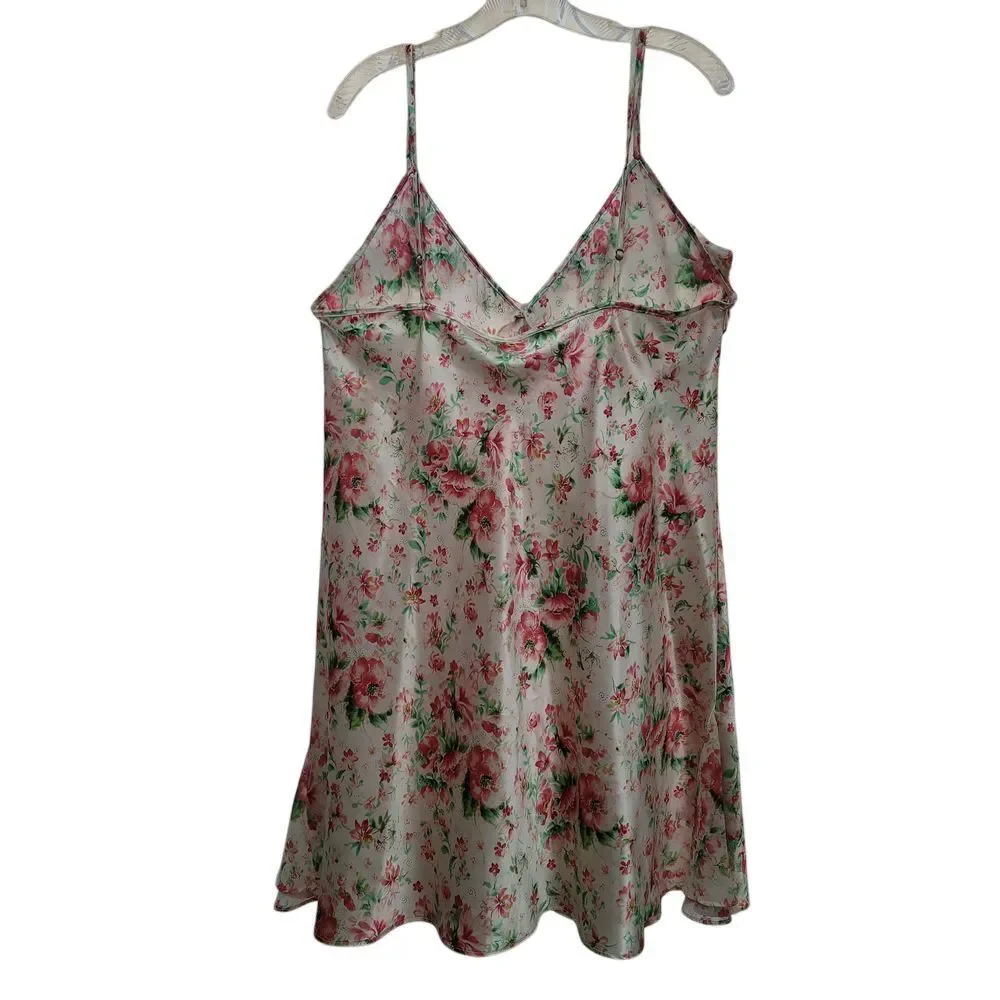 Vtg Enchanting Womans Size 1X Floral Slip Babydoll Nightgown Lingerie sexy satin - Picture 4 of 8